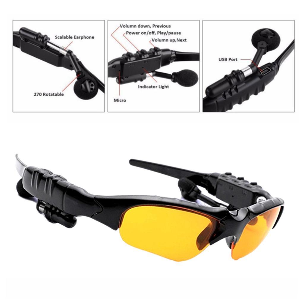 Sports Bluetooth Sunglasses Headset Headphone for Men Earpiece Hands-Free