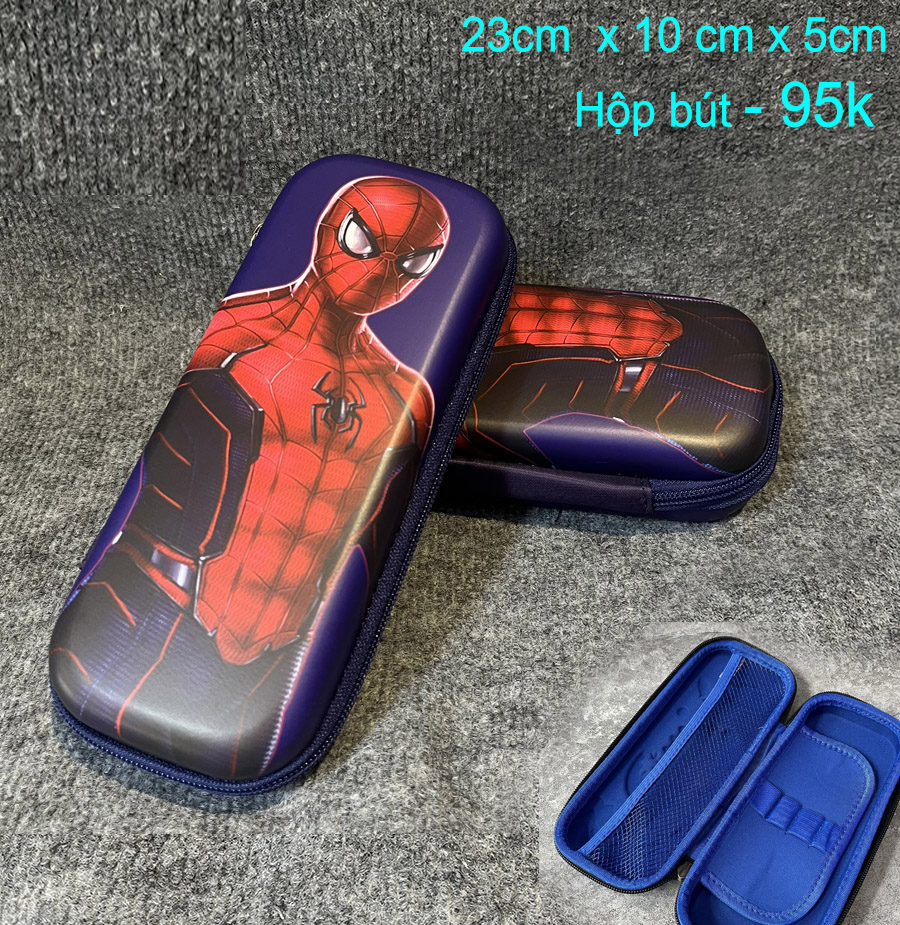 Hộp viết siêu nhân in hình 3D  Spider Man cho bé trai