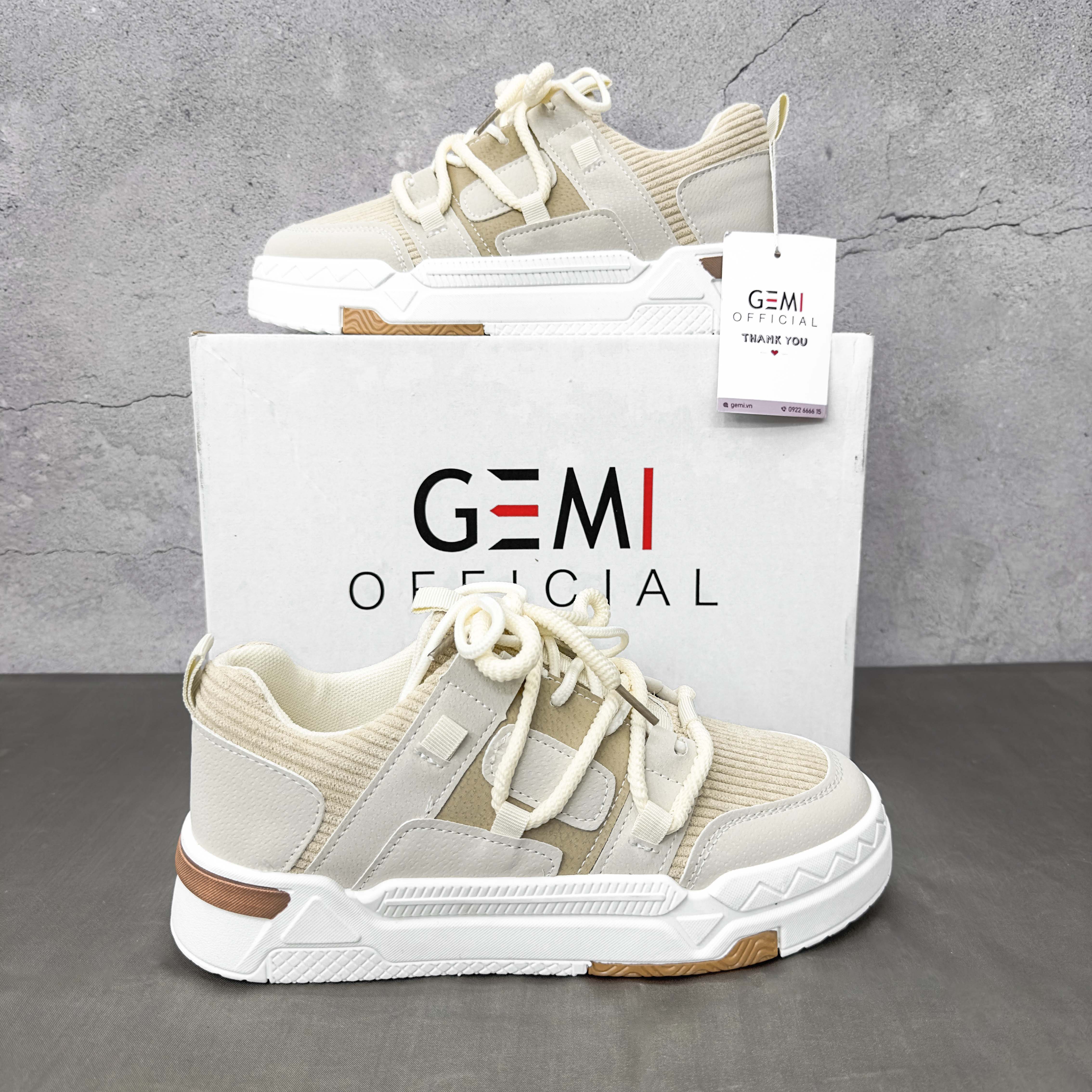 Giày thể thao nữ GEMI - giày ullzzang màu đen- kem, năng động, thời trang- M7072