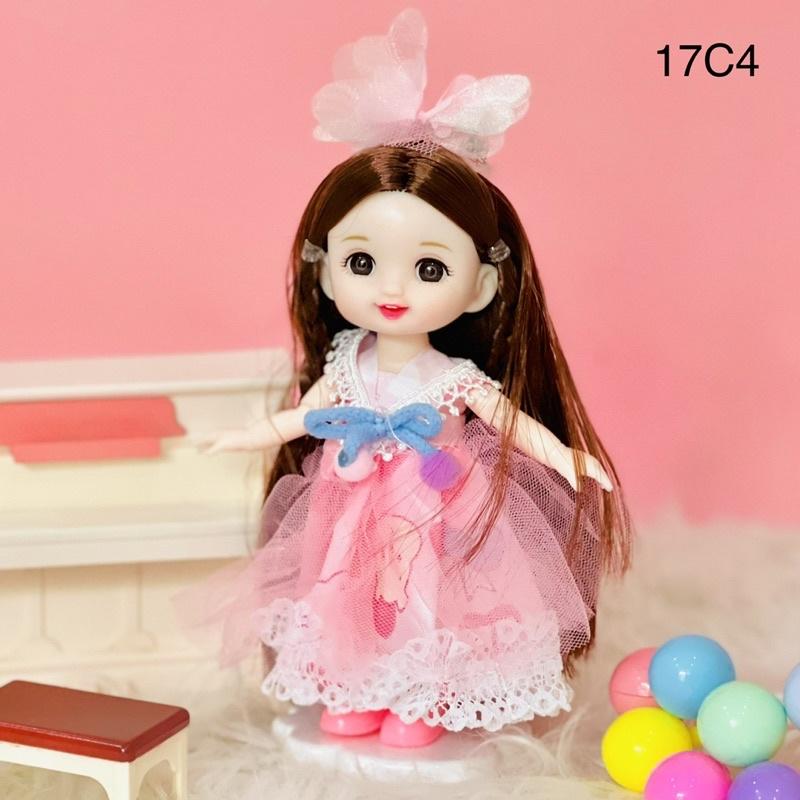 Set búp bê barbie dễ thương 17cm BJD kích thước 1/8 xinh xắn bao gồm áo quần đồ chơi cho bé gái