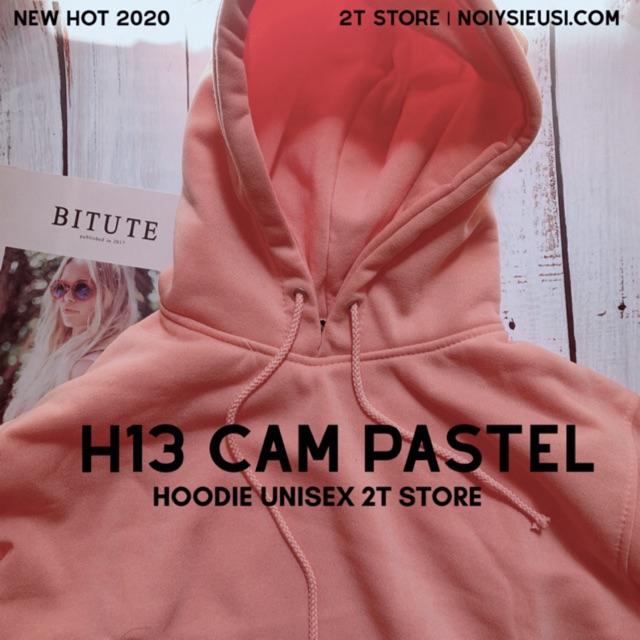 Áo hoodie unisex 2T Store H13 Cam Pastel - Áo khoác nỉ bông chui đầu nón 2 lớp dày dặn chất lượng đẹp