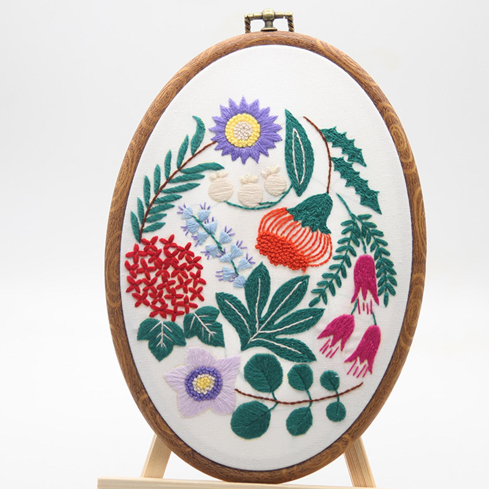 Stamped Embroidery Kit for Beginners with Pattern Floral Cross Stitch kit Starter Kit with Embroidery Hoop, Color Threads