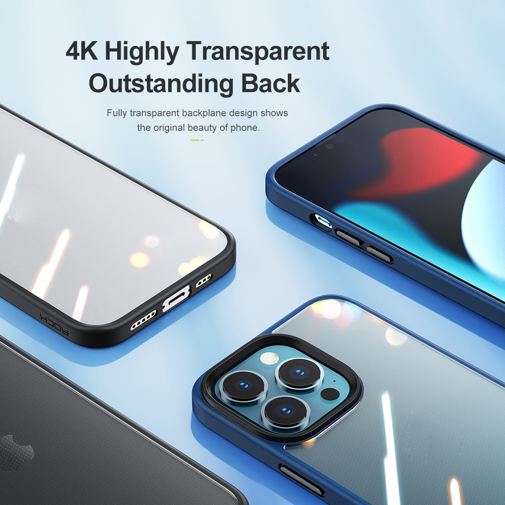 Ốp lưng chống sốc viền cao su cho iPhone 14 Pro thiết kế mặt lưng trong suốt Hiệu Rock hybrid tective Case - hàng nhập khẩu