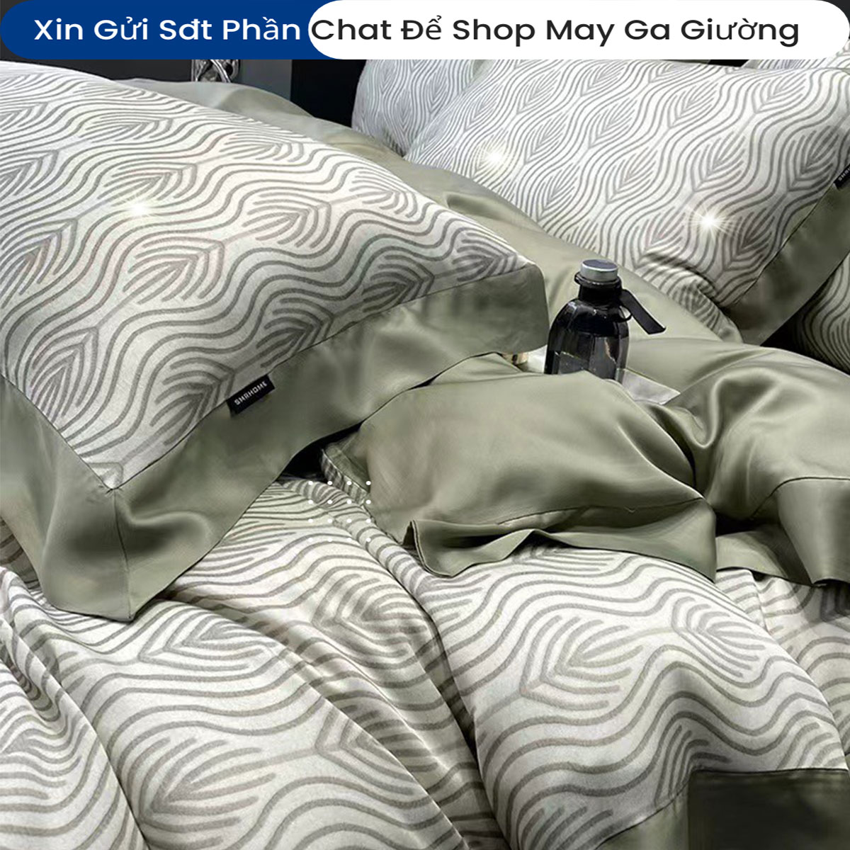 Bộ Chăn Ga Gối Đệm Lụa Tencel 100s ANNA NGUYÊN Màu Trơn 5 Món Cao Cấp Chăn Chần Bông Lụa Mềm 06