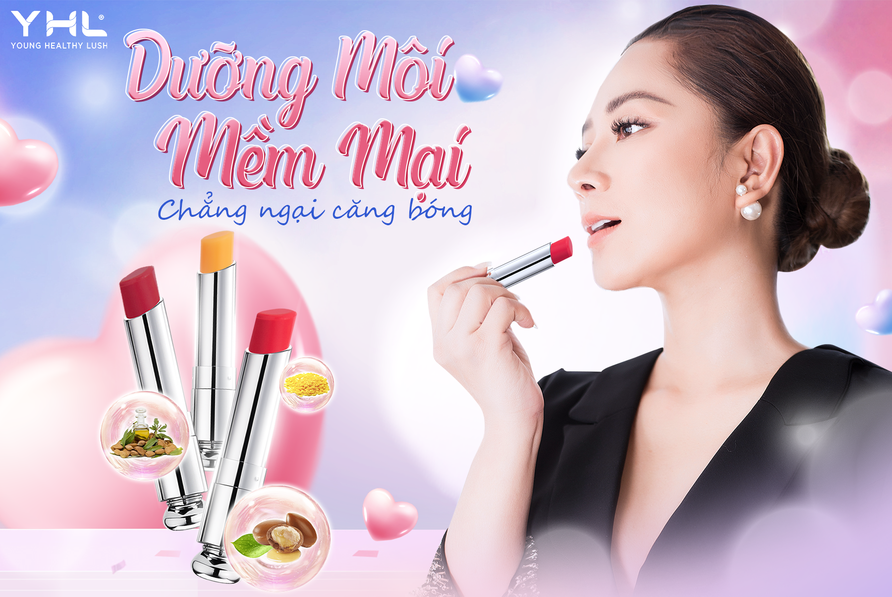 Son Dưỡng Môi YHL chiết xuất từ thiên nhiên tạo màu và mềm môi 3.5g Hàn Quốc