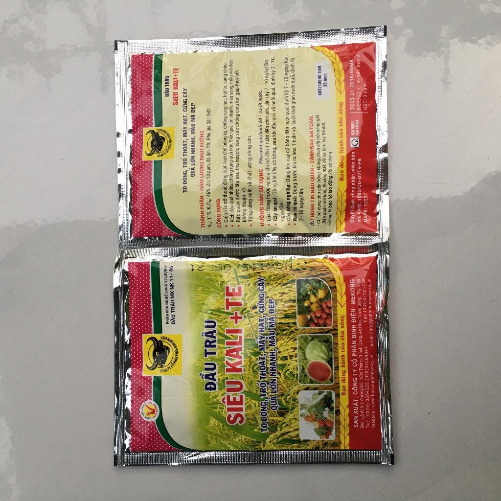 Phân bón lá đầu trâu SIÊU KALI + TE giúp quả lớn nhanh - đẹp - cứng cây gói 25gr Hạt Giống Phân Bón Mầm Xinh