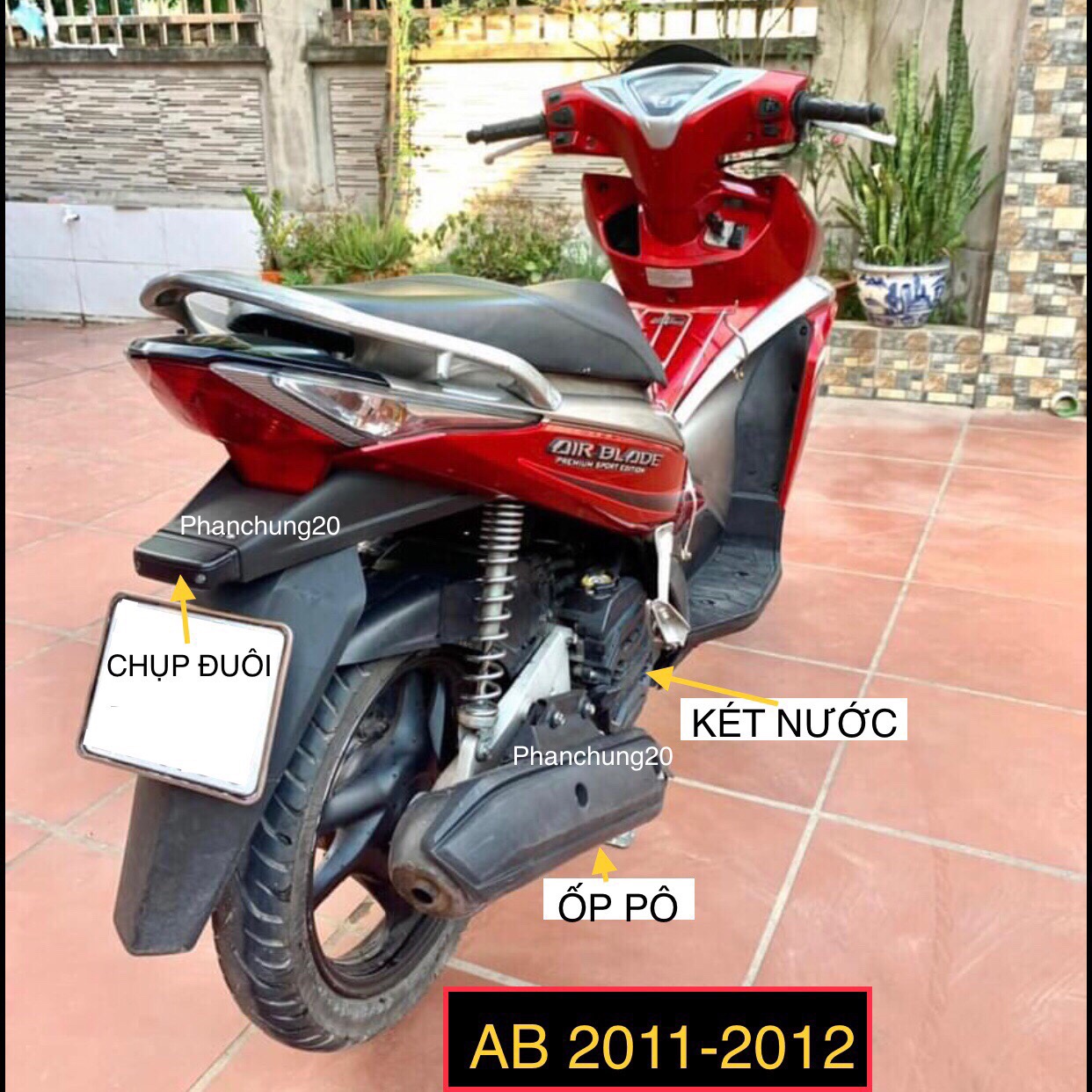 COMBO ỐP PHỤ KIỆN TRANG TRÍ DÙNG CHO XE AB Air Blade 2011 2012 CROM ( 4 MÓN )