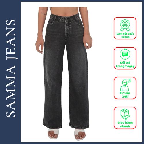 Quần Jean ống suông nữ đẹp SJP07, Quần bò nữ ống rộng basic chất vải thoáng mát co giãn 4 chiều, thương hiệu Samma Jeans