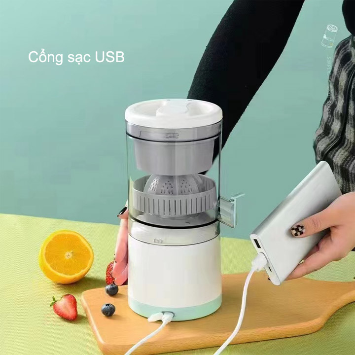 Máy vắt cam, ép nước củ quả đa năng thông minh dùng pin sạc