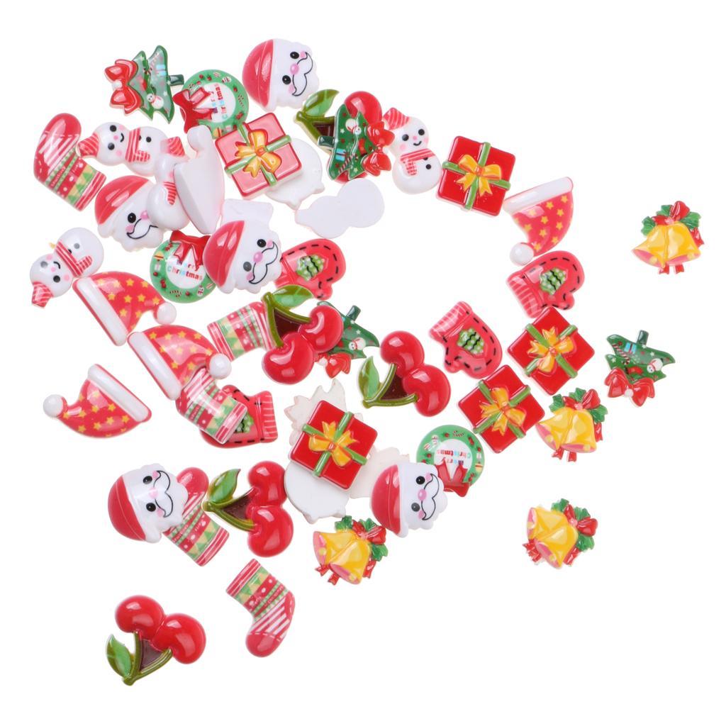 10 Pieces Mixed Enamel Christmas Charms Pendants DIY Xmas Jewelry Gifts Decorations &amp; 50 Pieces Assorted Resin Flatback Cabochons Christmas Beads Embellishments for DIY Crafts