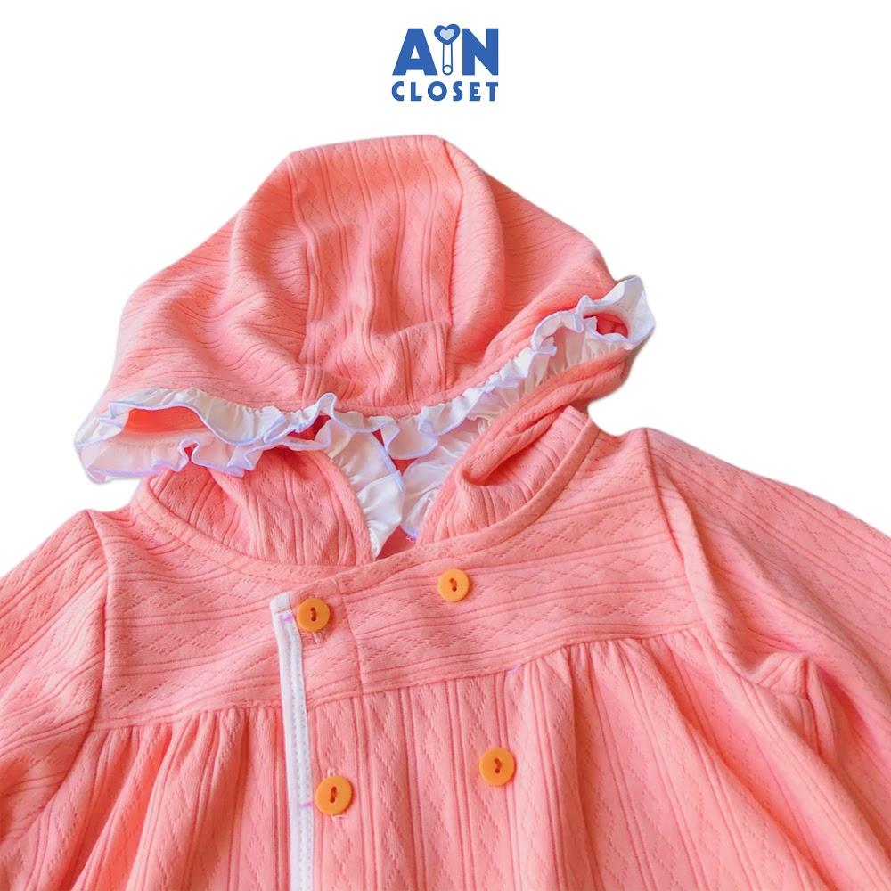 Áo khoác có nón bé gái Hồng cam thun cotton - AICDBGNGXT6D - AIN Closet