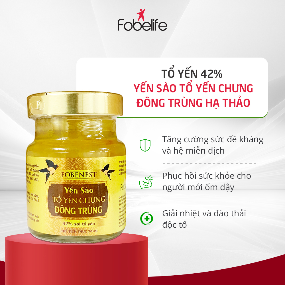 Hộp Yến Sào Tổ Yến Chưng Đông Trùng Hạ Thảo 42% Yến Dành Cho Người Lớn - Lọ 70ml