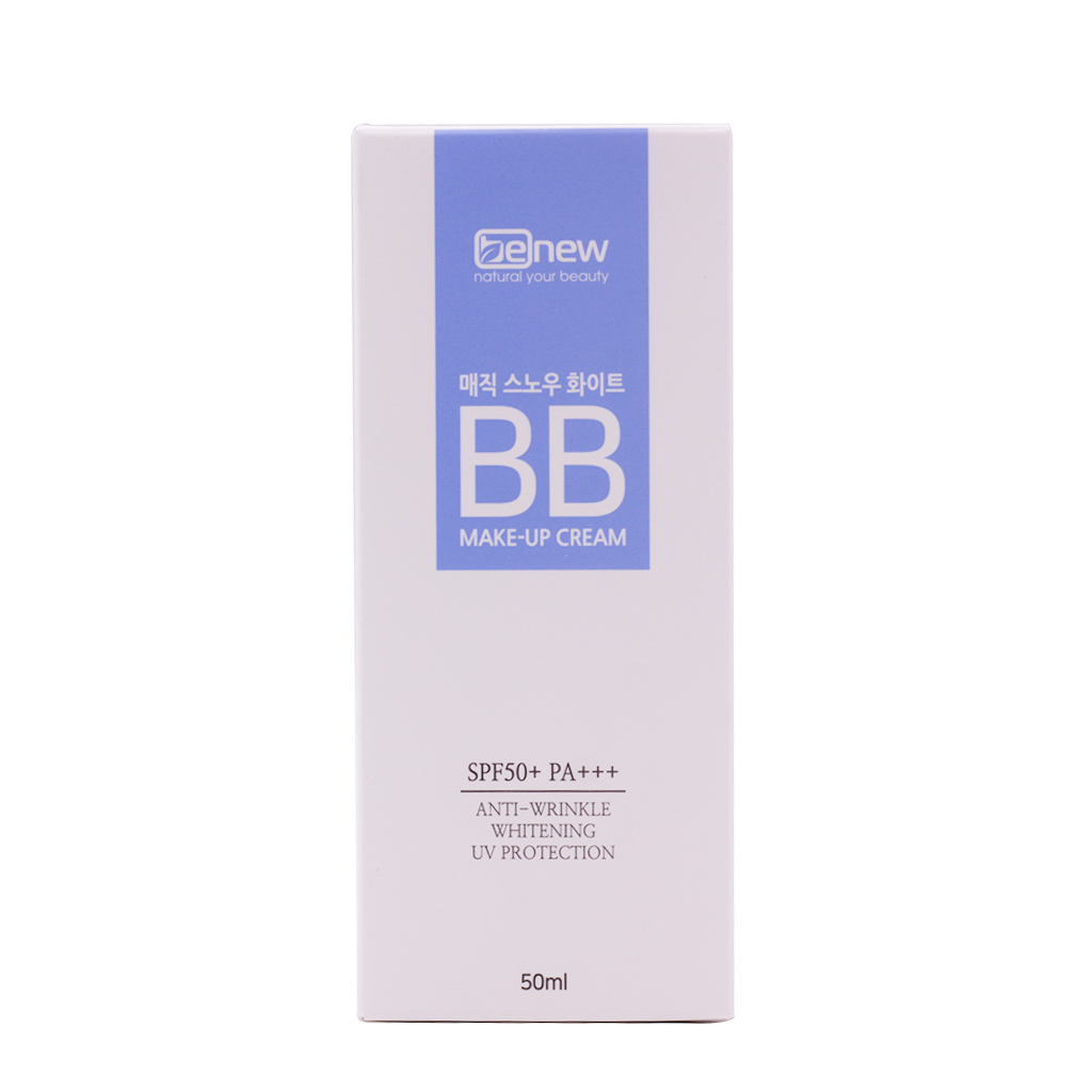 Kem nền trang điểm BB ma thuật che phủ hoàn hảo Hàn Quốc cao cấp Benew Magic Snow White SPF 50 PA+++  (50ml) + Tặng ngay Bông tán kem nền, phấn cute siêu mịn Suri (2 miếng/ túi) – Hàng chính hãng