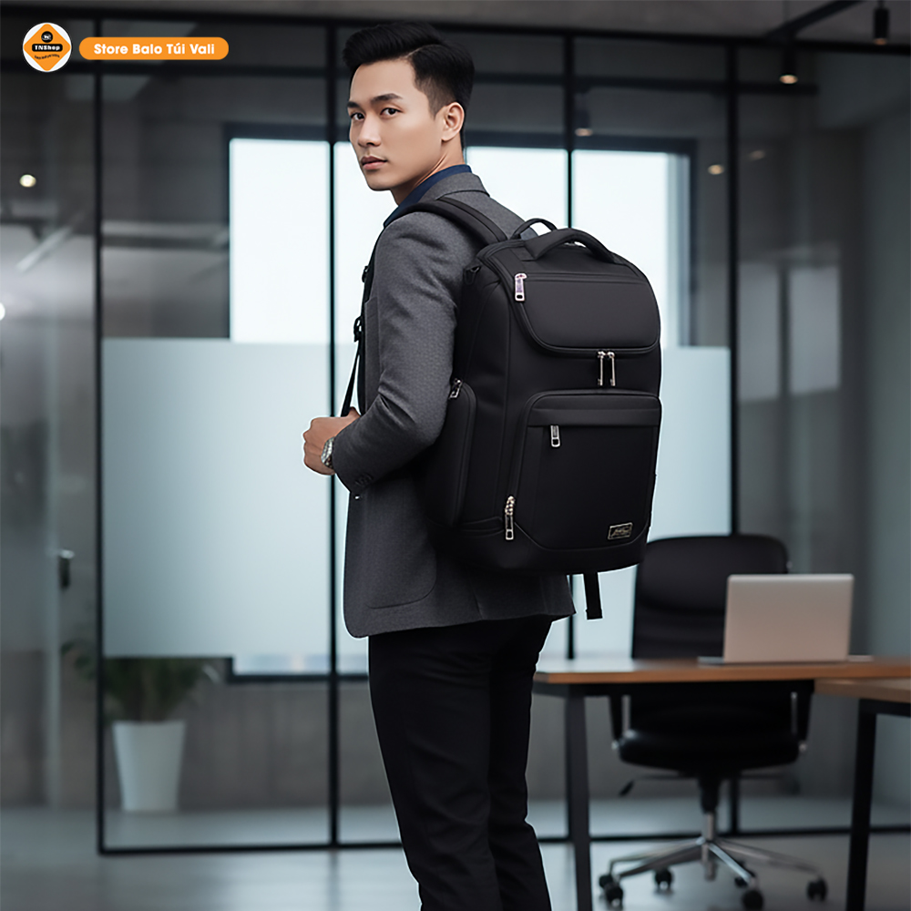 Balo laptop Xbags Prime X, Balo công sở màu đen 15.6 inch, nhiều ngăn tiện lợi, Đẳng cấp thời trang