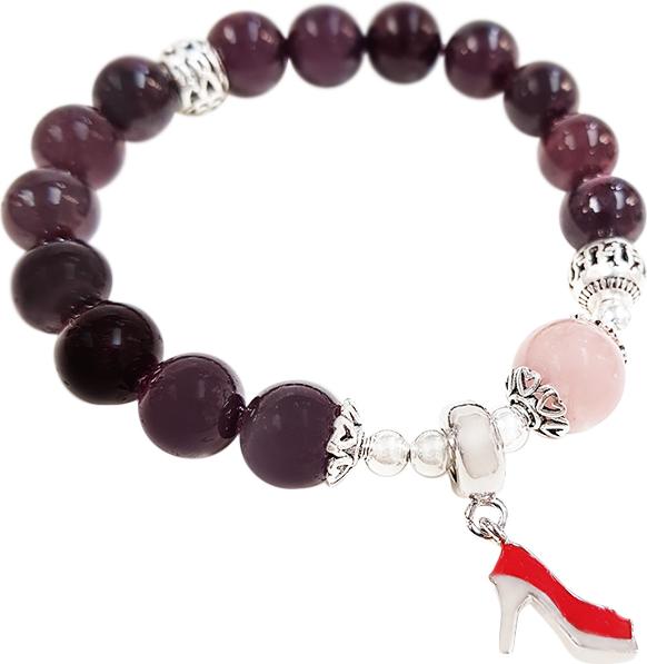 Vòng Tay Laliz Mệnh Hỏa Thổ Đá Ganet Đỏ Mix Thạch Anh Hồng + Charm Chiếc Guốc