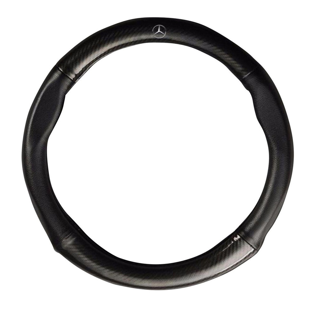 Bọc vô lăng TTAUTO cho xe ô tô từ 4 đến 7 chỗ chất liệu da vân carbon cao cấp có logo MERCEDES