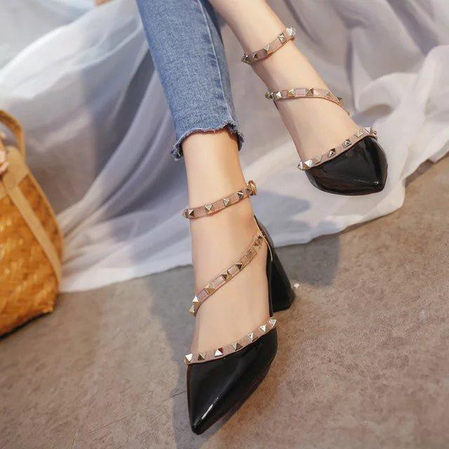 Giày cao gót đế vuông cao 7p kiểu dáng thời trang quý phái NKC42