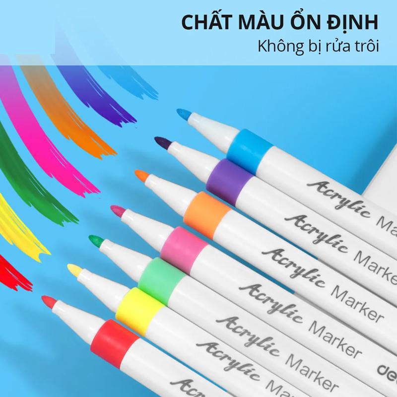 Hộp 60 Bút Lông Màu Acrylic Markers - Deli HM108-60