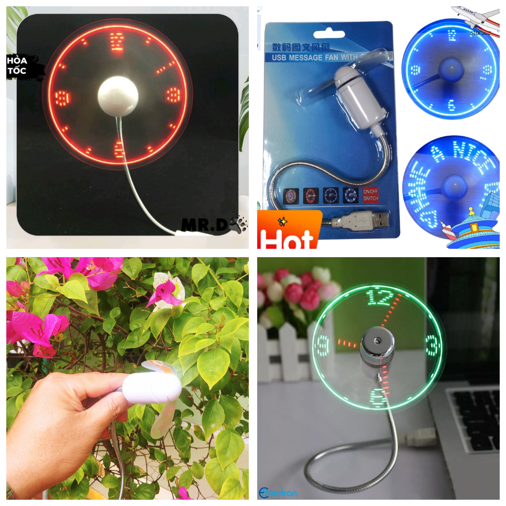 QUẠT LED KIỂU ĐỒNG HỒ HIỆU ỨNG LED CHẠY CỰC ĐẸP MẪU MỚI