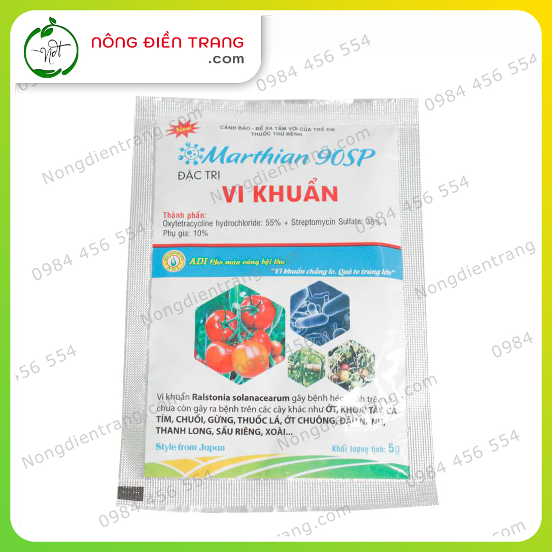 Chế Phẩm Trừ Vi Khuẩn MARTHIAN 90SP - Gói 5g - Phòng Ngừa Bệnh Héo Xanh trên Cà chua - VTNN Nông Điền Trang
