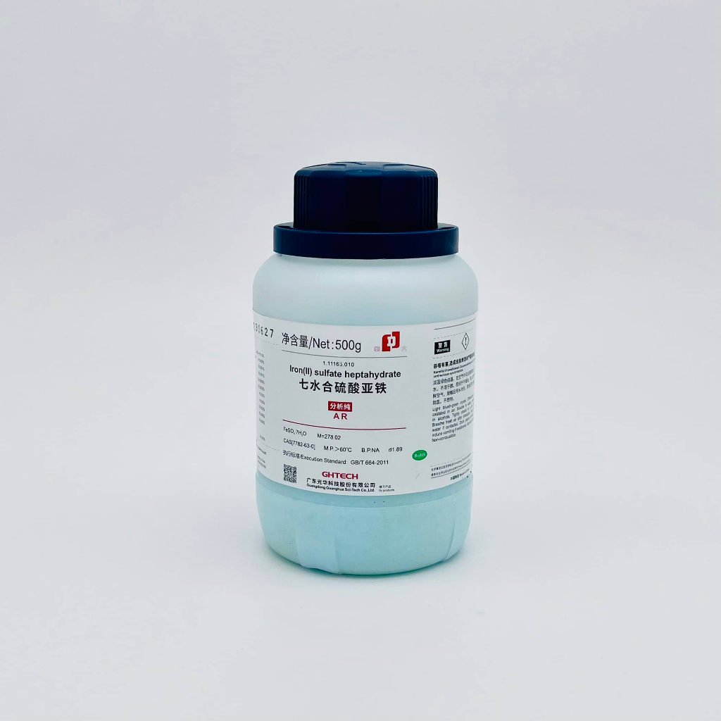 Hóa chất Iron (II) Sulfate heptahydrate (FeSO4.7H2O, CHai 500G, AR, GHTECH, Cas 7782-63-0)