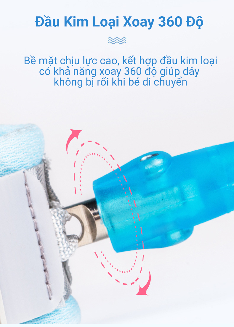 Dây Đai Đeo Tay Chống Lạc KUNBE Dài 2.5M Khóa Nam Châm Cảm Ứng An Toàn Cho Bé