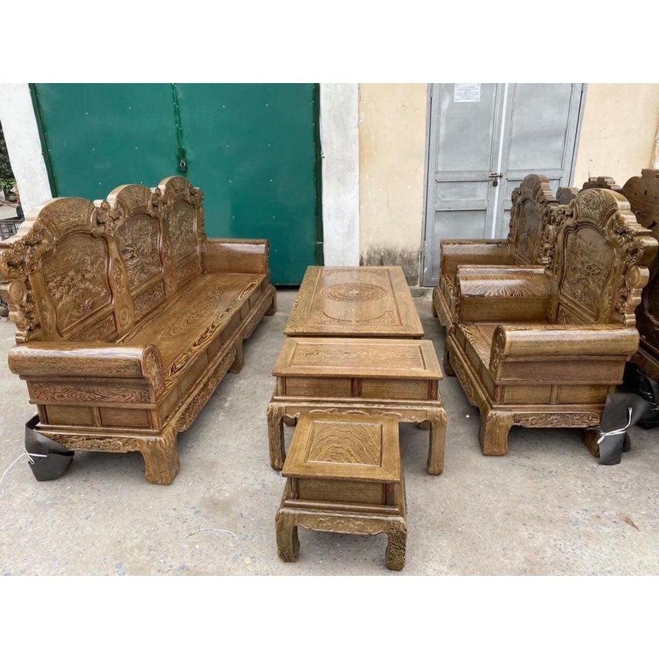 Bộ Bàn Ghế Khổng Minh Gia Cát Lượng Gỗ Mun Đuôi Công