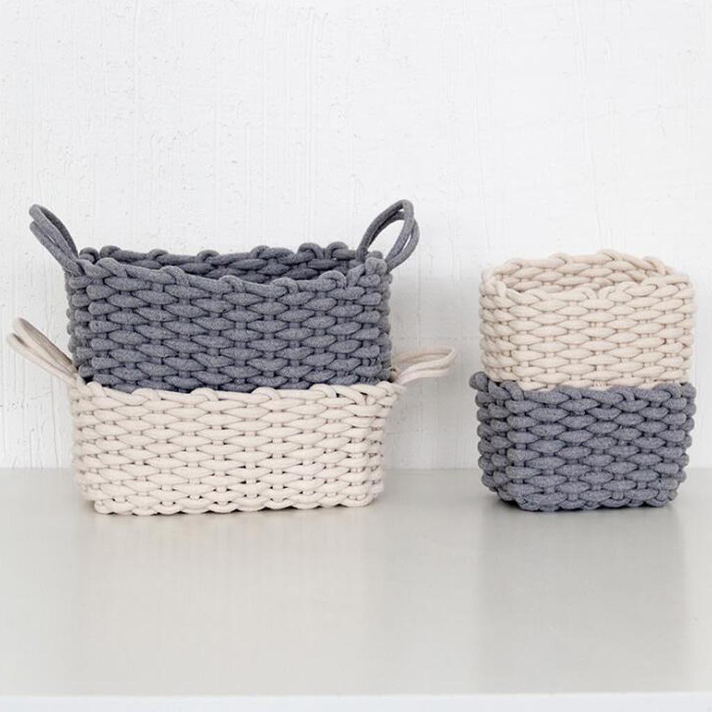 Linen Weaving Storage Baskets Box with Handle Laundry Basket Organizer