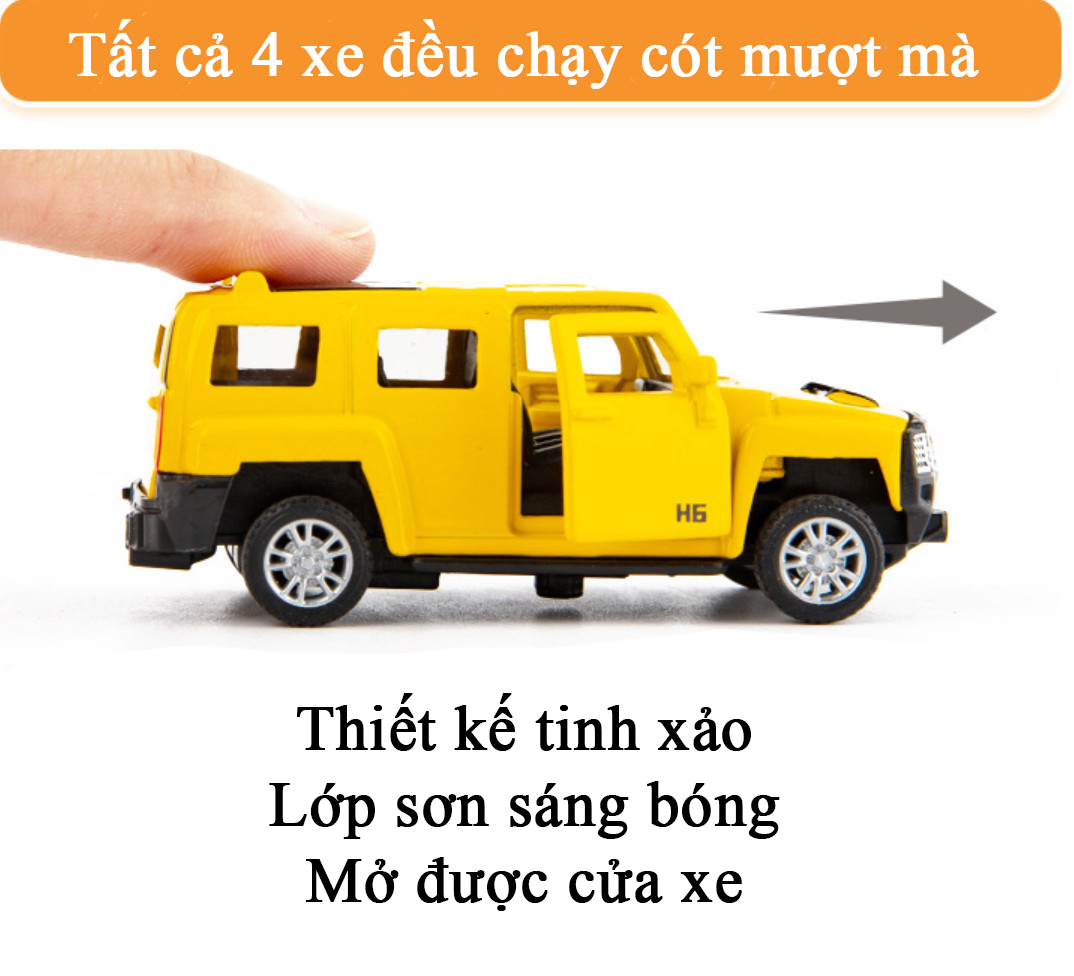 Đồ chơi mô hình xe ô tô cảnh sát, địa hình Bằng hợp kim chạy cót gồm 4 xe