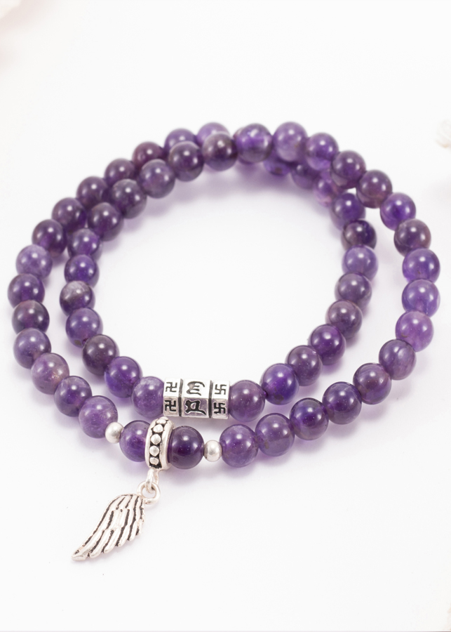Vòng 2 Line Thạch Anh Tím Phối Charm Bạc  Ngọc Quý Gemstones