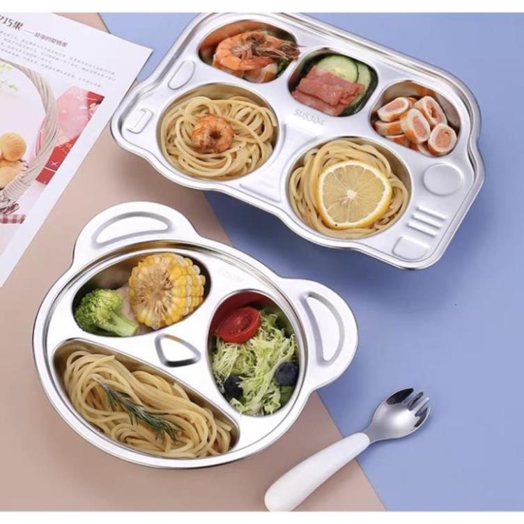 Khay cơm,khay ăn dặm cho các bé inox 304 cao cấp 100%