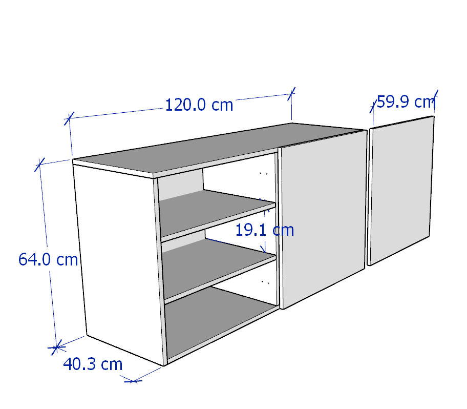 ATLANTA, Tủ treo tường 2 cánh nằm ngang STO_020, 120x42x64cm