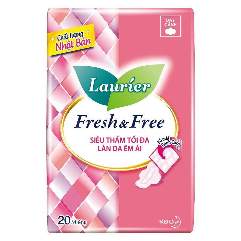 Băng Vệ Sinh Laurier Fresh & Free Dày Cánh Gói 20 Miếng-8851818510555