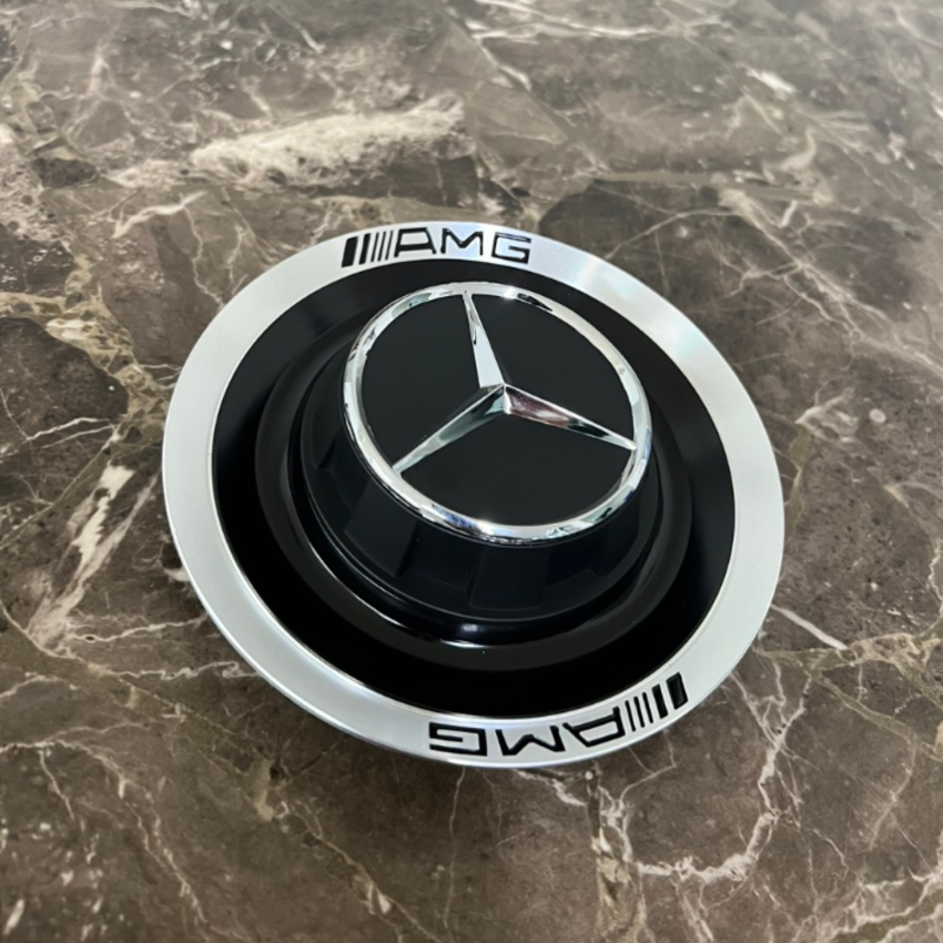 Logo chụp mâm, ốp lazang bánh xe ô tô Maybach AMG, chất liệu hợp kim và nhựa ABS cao cấp