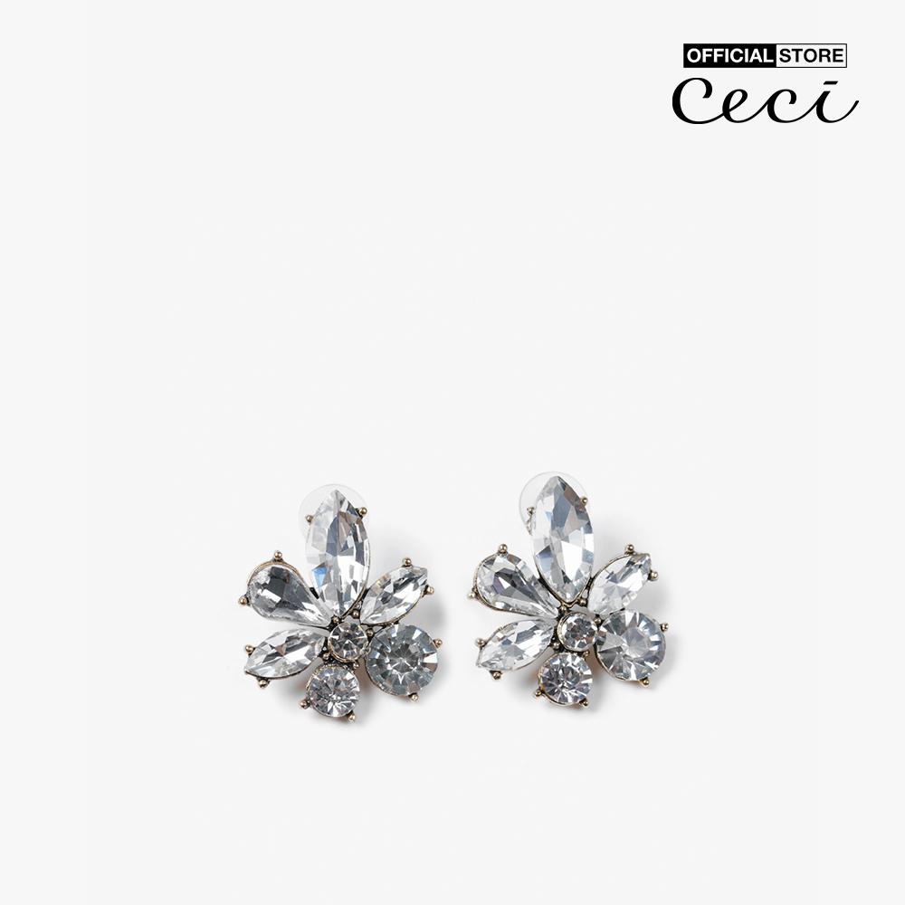 CECI - Khuyên tai nữ xỏ lỗ thiết kế cánh hoa đá lấp lánh CC1-09000134-03