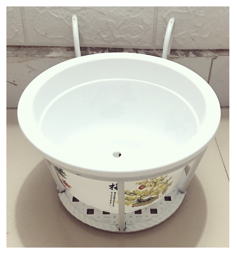 ComBo 5 GIỎ SẮT Treo Chậu Hoa Ban Công Hình Tròn - Màu Trắng + 5 Chậu Nhựa Trồng Hoa Cây Cảnh Bốn Mùa 250x170
