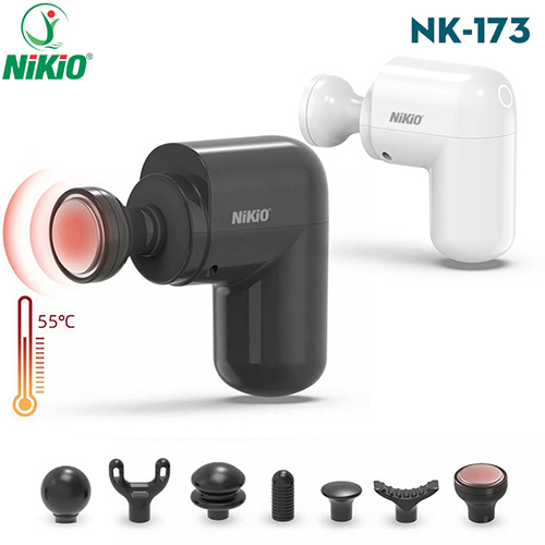 Súng Massage Cầm Tay Mini Nikio NK-173 - 6 Đầu Chuyên Dụng + 1 Đầu Nhiệt Nóng - Mát Xa Hỗ Trợ Giảm Đau Nhức Và Giãn Cơ Toàn Thân - Phù Hợp Mọi Đối Tượng, Siêu Nhỏ Gọn