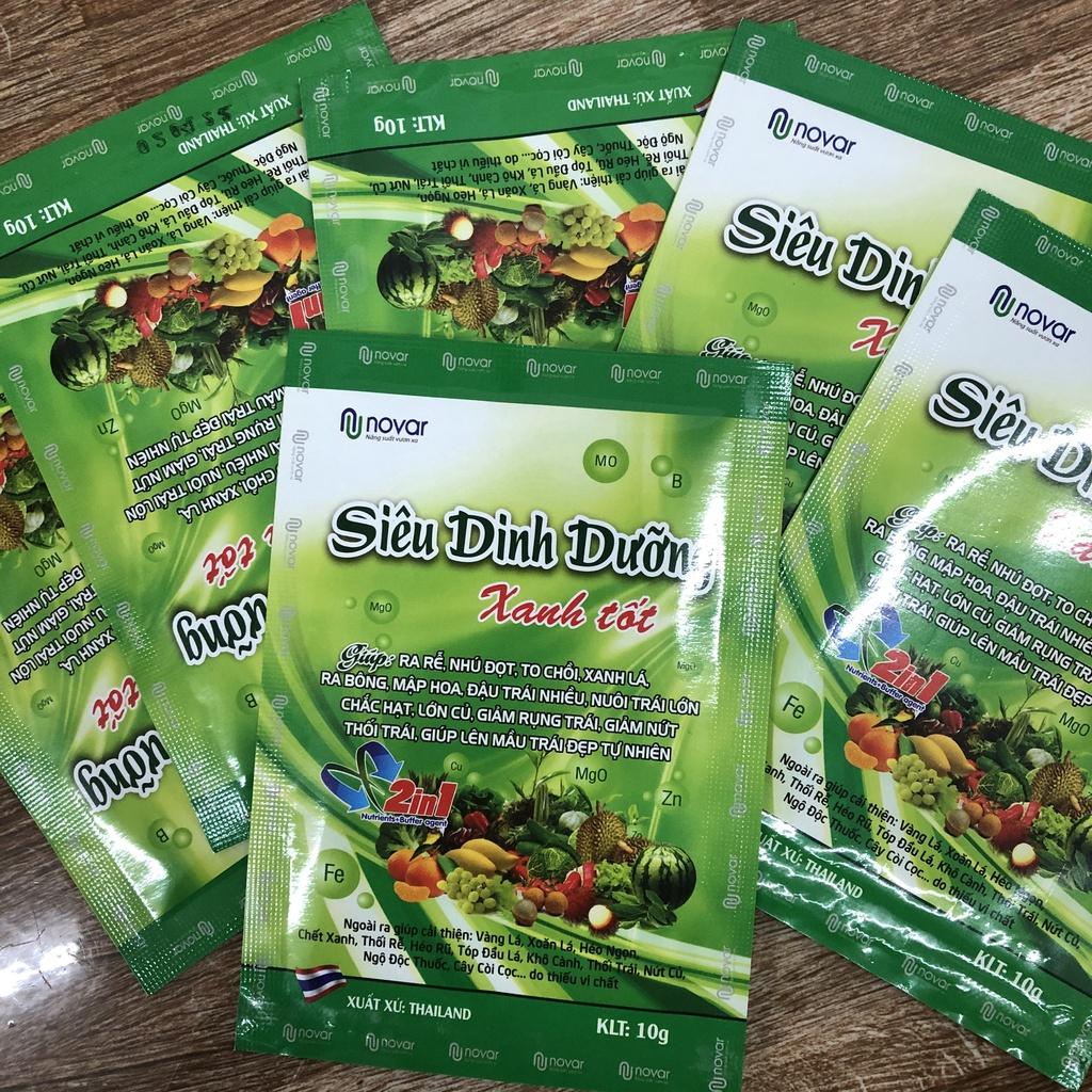 Phân bón siêu dinh dưỡng giúp ra rễ, vọt đọt, to chồi, xanh lá, ra bông, mập hoa, đậu trái nhiều, chắc hạt lớn củ 10g