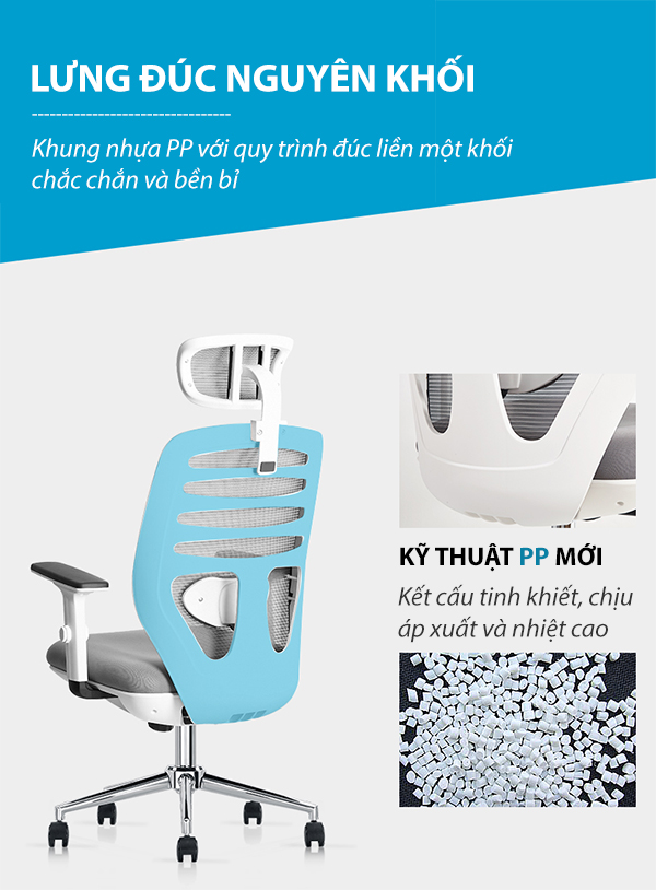 Ghế làm việc Công Thái Học Tech-H, ghế xoay văn phòng Ergonomic có ngả lưng thư giãn giá rẻ