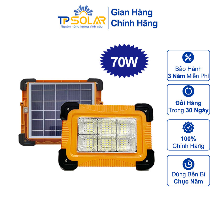 Đèn Pin Cầm Tay Năng Lượng Mặt Trời TP Solar TP-X70 Công Suất 70W Chống Nước IP65