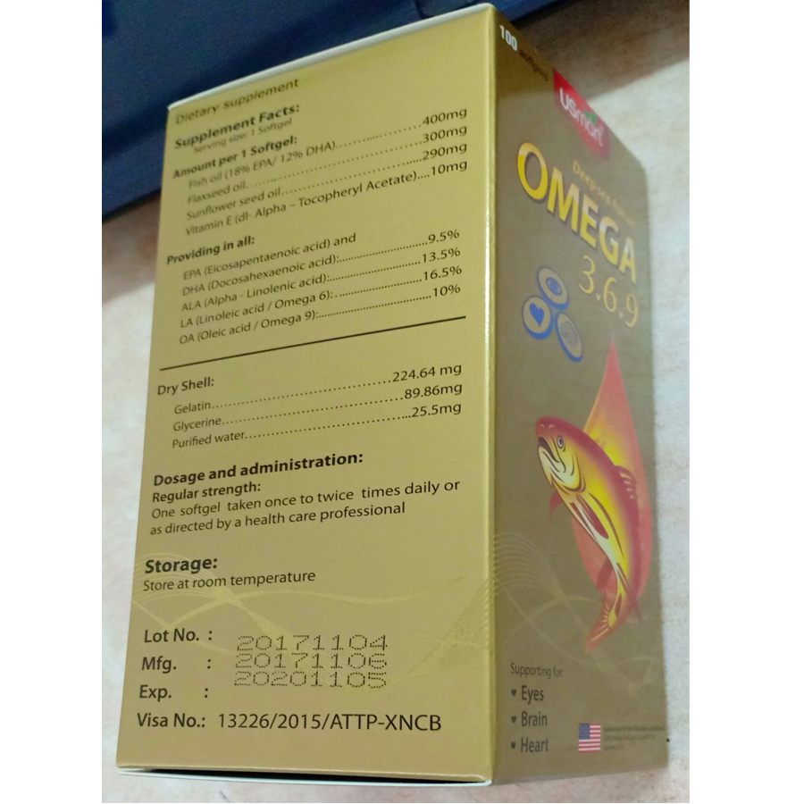 Combo 2 Hộp Thực Phẩm Chức Năng Viên nang mềm Dầu Cá Hồi Bổ sung Omega 3-6-9 Sirio Pharma (100 viên)