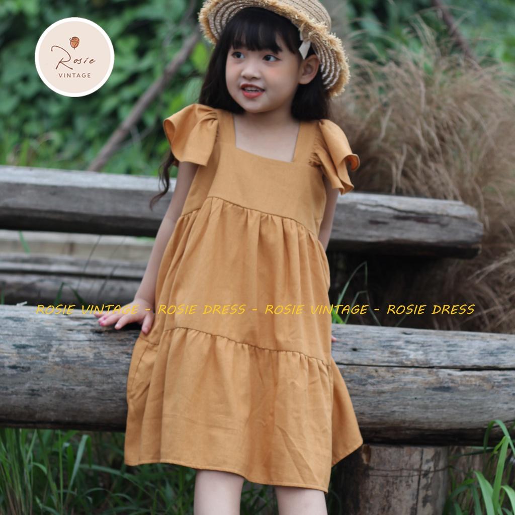 Váy cánh tiên ROSIE V22, chất vải Linen mềm thoáng mát cho bé gái từ 9 - 38kg