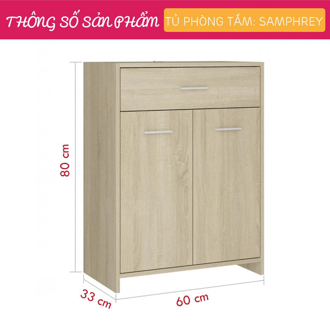 Tủ phòng tắm gỗ hiện đại SMLIFE Samphrey | Gỗ MDF dày 17mm chống ẩm | D60xR33xC80cm