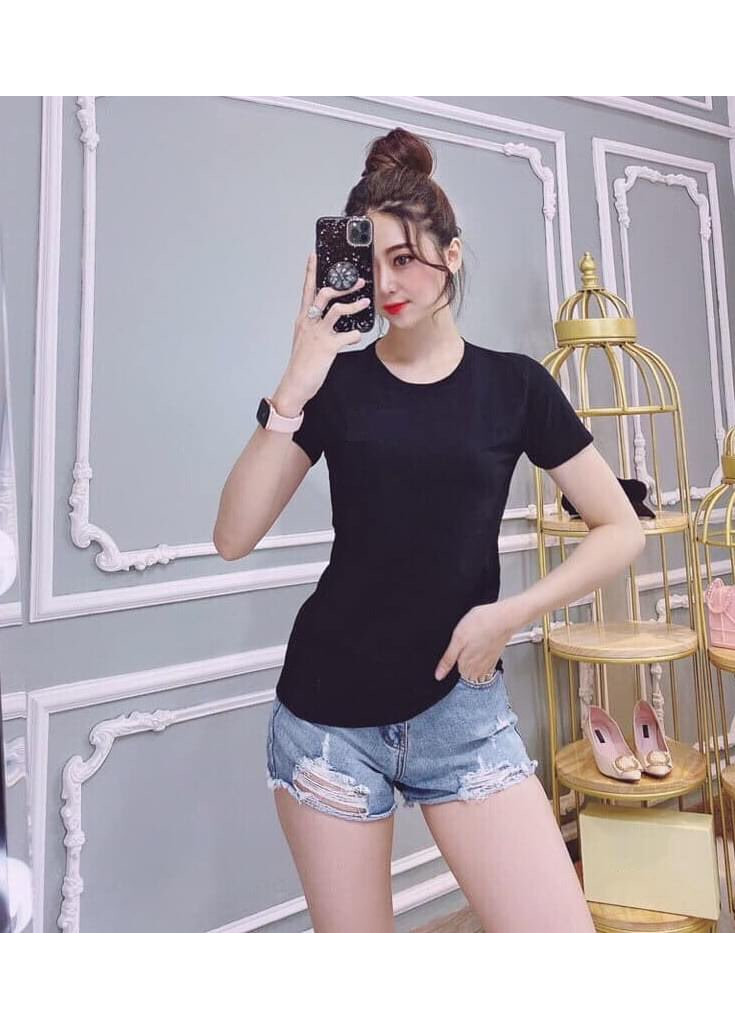 Áo thun nữ trơn MXM cổ tròn tay ngắn thun cotton 4 chiều mặc tôn dáng