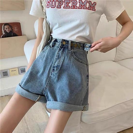 Quần short jean nút hông Ulzzang , quần jean ngố nữ