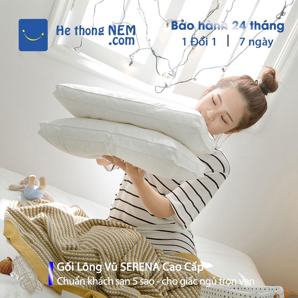 Gối Lông Vũ Nhân Tạo Serena Cao Cấp Ruột Gối Lông Vũ Mềm Kê Cổ Gối Đầu Nằm Ngủ Ngon Chuẩn Khách Sạn Năm Sao