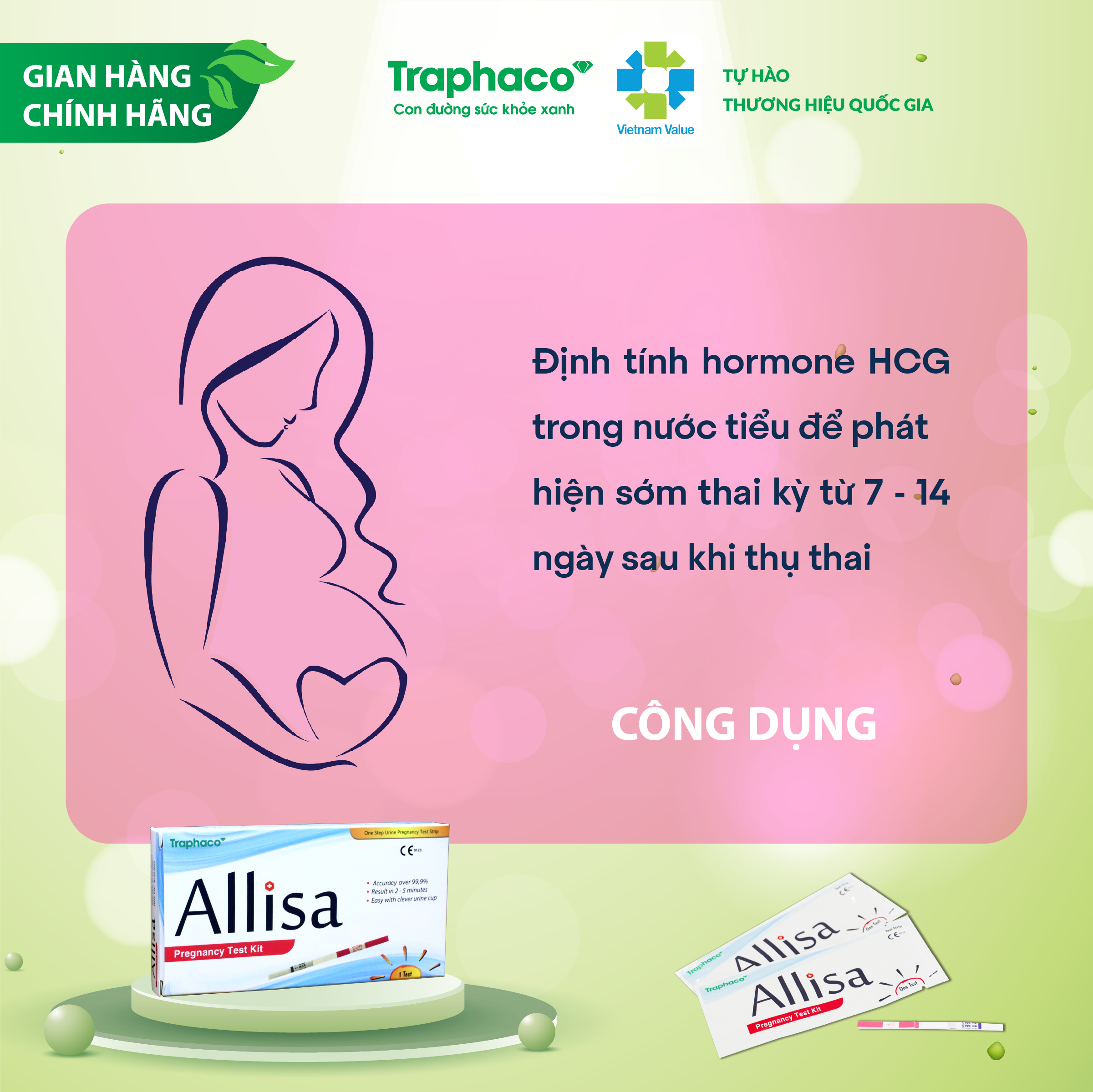 Que Thử Thai Allisa HCG Traphaco Chính Xác Mọi Thời Điểm Trong Ngày Chỉ Sau 7 Ngày Quan H