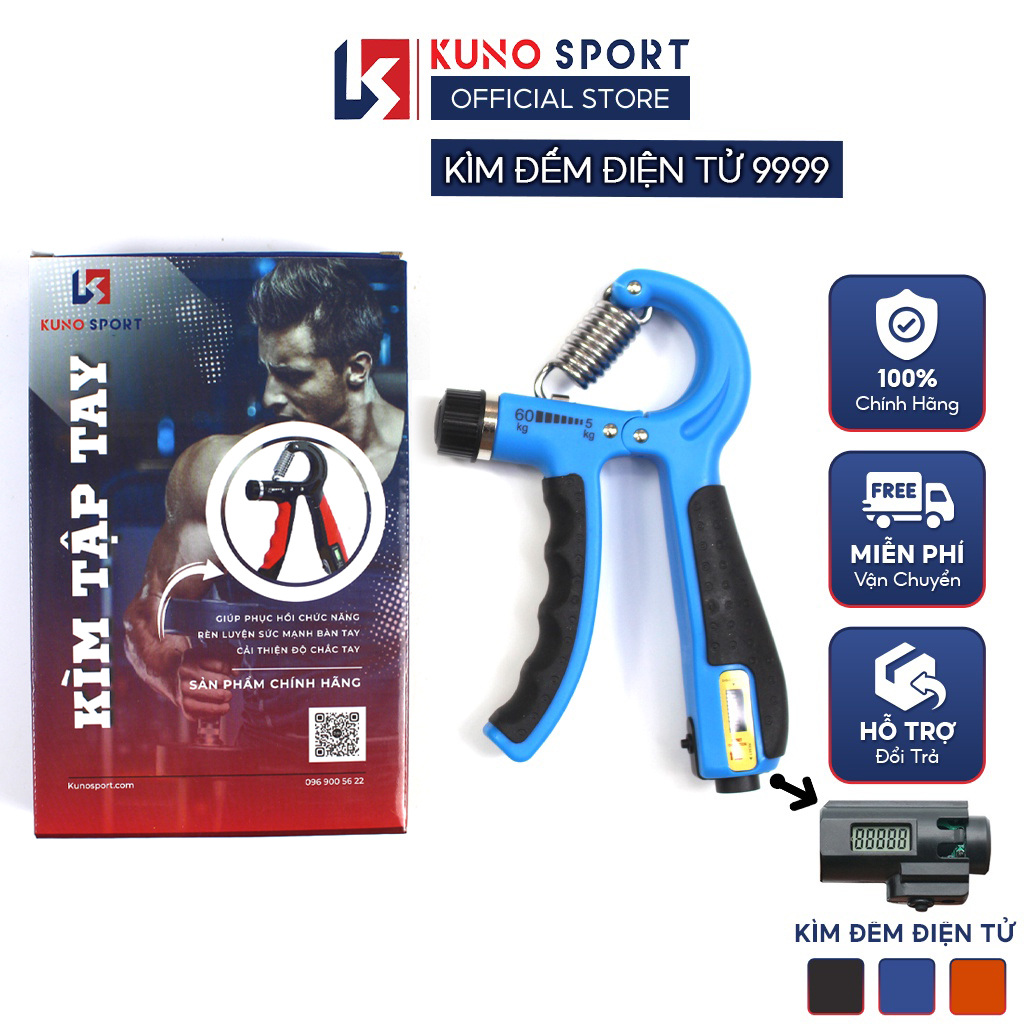 Kìm Bóp Tập Cơ Tay KUNO SPORT Bản Đếm Số Điện Tử Lực 5-60KG