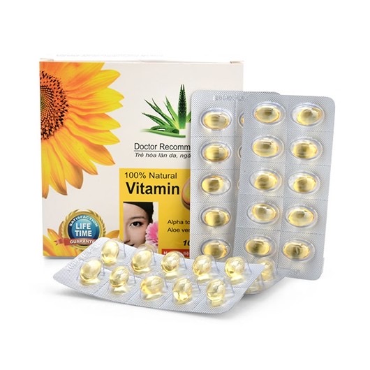 VITAMIN E NHA ĐAM 400IU - Hộp 100 viên nang mềm -Tinh dầu lô hội làm đẹp da, chống lão hóa, ngừa nếp nhăn, Vinaphar