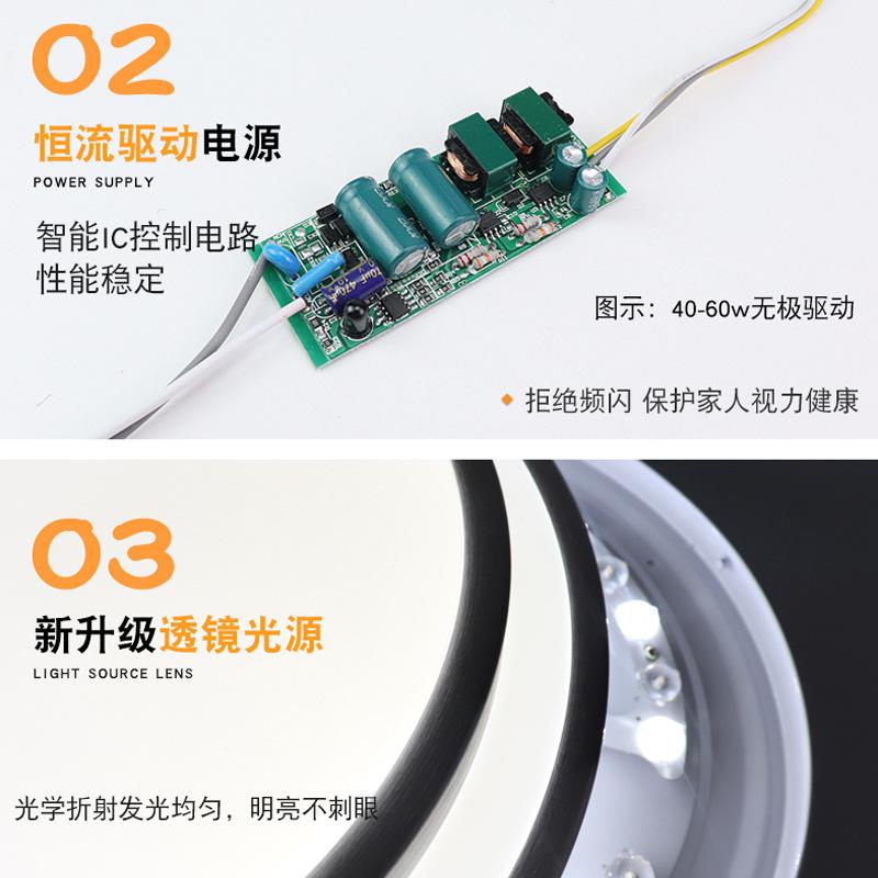 Đèn led âm trần bảng đèn bấc vòng quạt thay thế đèn đèn với dải đèn vá ba màu điều khiển từ xa nguồn sáng móng ngựa